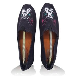 BOBS for Dogs French Bulldog Sugar Skull Canvas Slip On Shoes Women's‎ Size 9.5